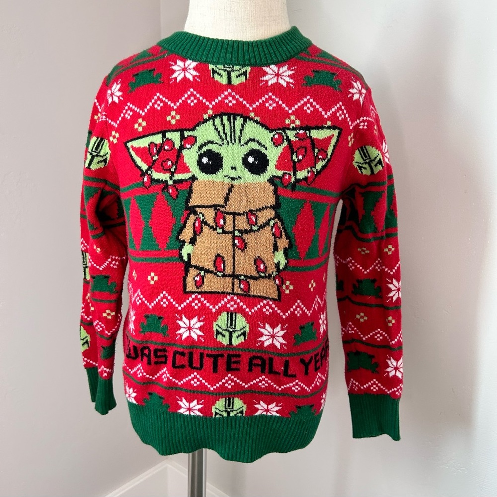 Star Wars Baby Yoda Holiday Sweater. EUC! Size 3-T